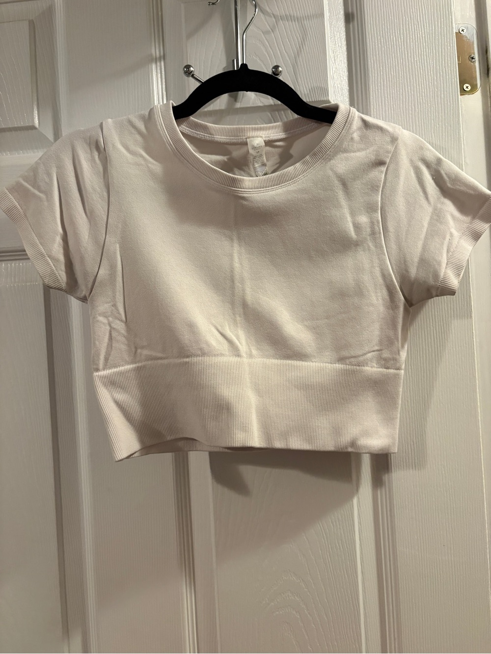 aerie Cropped Short Sleeve Tee in Light Cream